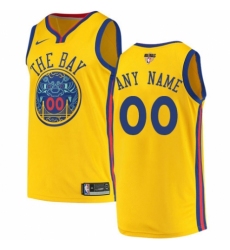 Men's Nike Golden State Warriors Customized Authentic Gold 2018 NBA Finals Bound NBA Jersey - City Edition