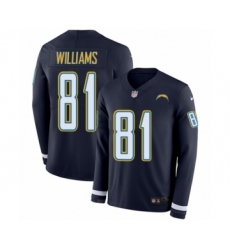 Youth Nike Los Angeles Chargers #81 Mike Williams Limited Navy Blue Therma Long Sleeve NFL Jersey