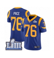 Men's Nike Los Angeles Rams #76 Orlando Pace Royal Blue Alternate Vapor Untouchable Limited Player Super Bowl LIII Bound NFL Jersey