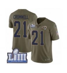 Youth Nike Los Angeles Rams #21 Nolan Cromwell Limited Olive 2017 Salute to Service Super Bowl LIII Bound NFL Jersey
