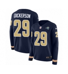 Women's Nike Los Angeles Rams #29 Eric Dickerson Limited Navy Blue Therma Long Sleeve NFL Jersey
