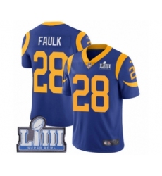 Men's Nike Los Angeles Rams #28 Marshall Faulk Royal Blue Alternate Vapor Untouchable Limited Player Super Bowl LIII Bound NFL Jersey