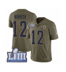 Men's Nike Los Angeles Rams #12 Joe Namath Limited Olive 2017 Salute to Service Super Bowl LIII Bound NFL Jersey