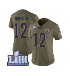 Women's Nike Los Angeles Rams #12 Joe Namath Limited Olive 2017 Salute to Service Super Bowl LIII Bound NFL Jersey