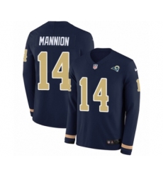 Men's Nike Los Angeles Rams #14 Sean Mannion Limited Navy Blue Therma Long Sleeve NFL Jersey