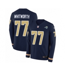 Youth Nike Los Angeles Rams #77 Andrew Whitworth Limited Navy Blue Therma Long Sleeve NFL Jersey