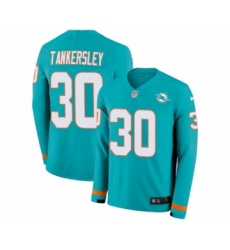 Men's Nike Miami Dolphins #30 Cordrea Tankersley Limited Aqua Therma Long Sleeve NFL Jersey