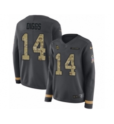 Women's Nike Minnesota Vikings #14 Stefon Diggs Limited Black Salute to Service Therma Long Sleeve NFL Jersey