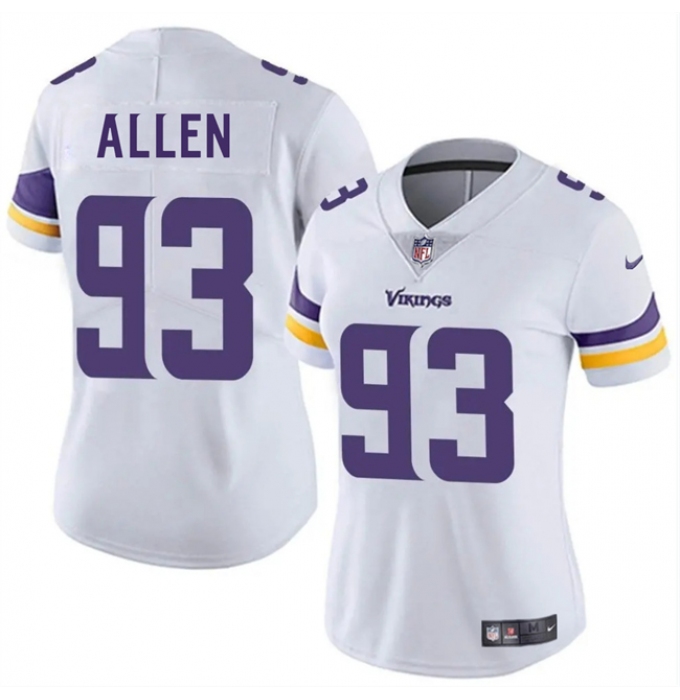 Women's Minnesota Vikings #93 Jonathan Allen White 2025 Vapor Untouchable Limited Stitched Jersey(Run Small)