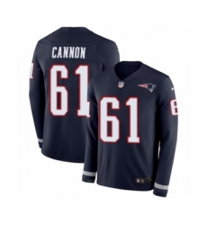 Youth Nike New England Patriots #61 Marcus Cannon Limited Navy Blue Therma Long Sleeve NFL Jersey