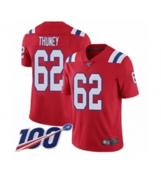 Men's New England Patriots #62 Joe Thuney Red Alternate Vapor Untouchable Limited Player 100th Season Football Jersey