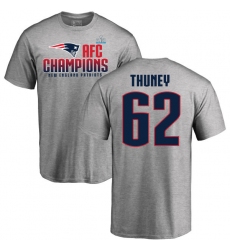 Nike New England Patriots #62 Joe Thuney Heather Gray 2017 AFC Champions V-Neck T-Shirt