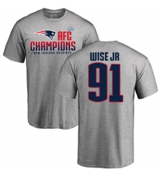 Nike New England Patriots #91 Deatrich Wise Jr Heather Gray 2017 AFC Champions V-Neck T-Shirt