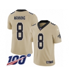 Men's New Orleans Saints #8 Archie Manning Limited Gold Inverted Legend 100th Season Football Jersey