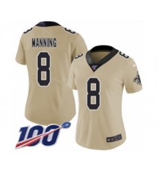 Women's New Orleans Saints #8 Archie Manning Limited Gold Inverted Legend 100th Season Football Jersey