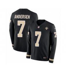 Youth Nike New Orleans Saints #7 Morten Andersen Limited Black Therma Long Sleeve NFL Jersey