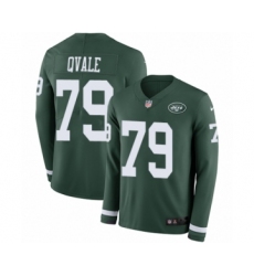 Men's Nike New York Jets #79 Brent Qvale Limited Green Therma Long Sleeve NFL Jersey
