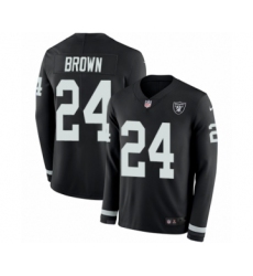 Men's Nike Oakland Raiders #24 Willie Brown Limited Black Therma Long Sleeve NFL Jersey