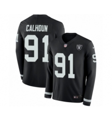 Youth Nike Oakland Raiders #91 Shilique Calhoun Limited Black Therma Long Sleeve NFL Jersey