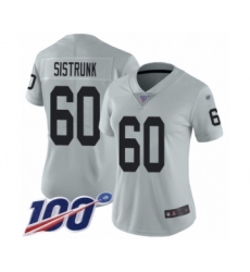 Women's Oakland Raiders #60 Otis Sistrunk Limited Silver Inverted Legend 100th Season Football Jersey