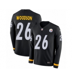 Men's Nike Pittsburgh Steelers #26 Rod Woodson Limited Black Therma Long Sleeve NFL Jersey