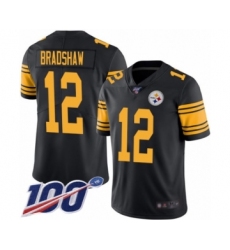 Youth Pittsburgh Steelers #12 Terry Bradshaw Limited Black Rush Vapor Untouchable 100th Season Football Jersey