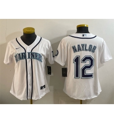 Youth Seattle Mariners #12 Josh Naylor White Cool Base Stitched Baseball Jersey
