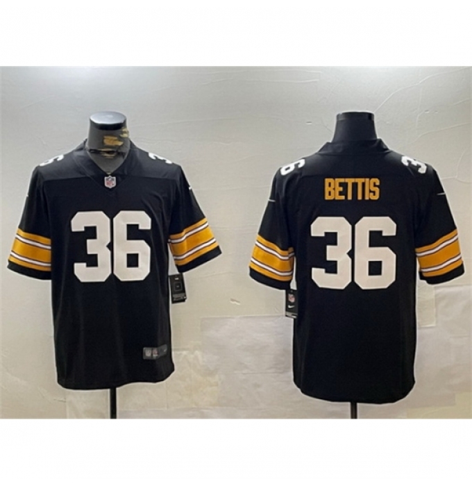 Men's Pittsburgh Steelers #36 Jerome Bettis Black Vapor Untouchable Stitched Football Jersey