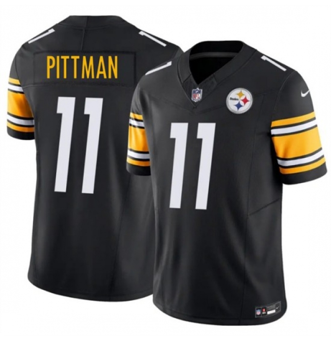 Men's Pittsburgh Steelers #11 Michael Pittman Jr Black 2025 F.U.S.E. Vapor Limited Stitched Football Jersey
