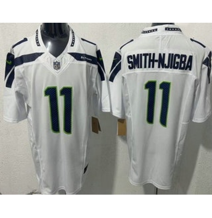 Men's Seattle Seahawks #11 Jaxon Smith Njigba Limited White FUSE Vapor Jersey