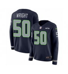 Women's Nike Seattle Seahawks #50 K.J. Wright Limited Navy Blue Therma Long Sleeve NFL Jersey