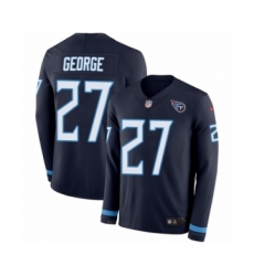 Men's Nike Tennessee Titans #27 Eddie George Limited Navy Blue Therma Long Sleeve NFL Jersey