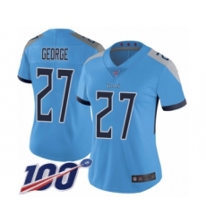 Women's Tennessee Titans #27 Eddie George Light Blue Alternate Vapor Untouchable Limited Player 100th Season Football Jersey