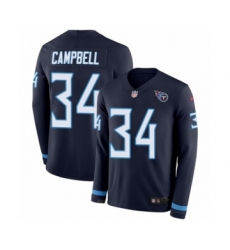 Men's Nike Tennessee Titans #34 Earl Campbell Limited Navy Blue Therma Long Sleeve NFL Jersey