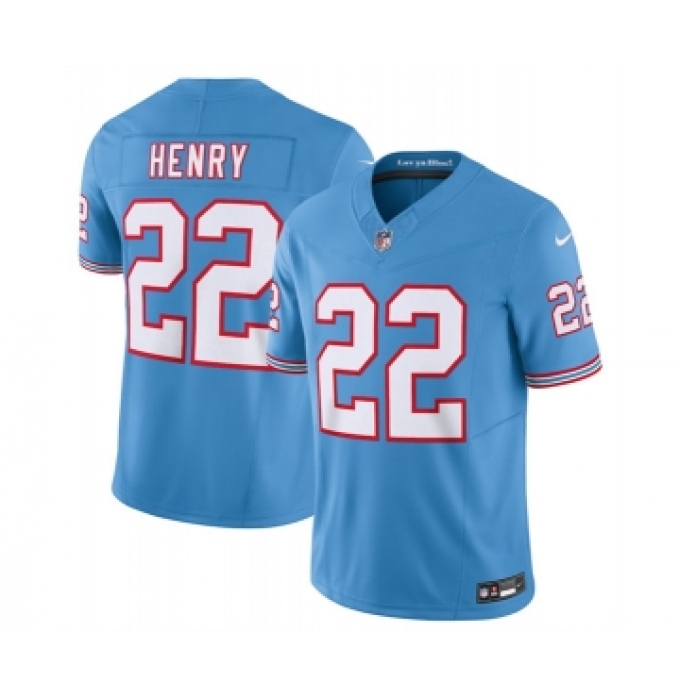Men's Nike Tennessee Titans #22 Derrick Henry Light Blue 2023 F.U.S.E. Vapor Limited Throwback Stitched Football Jersey