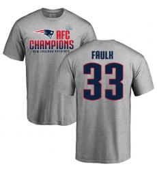 Nike New England Patriots #33 Kevin Faulk Heather Gray 2017 AFC Champions V-Neck T-Shirt