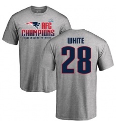 Nike New England Patriots #28 James White Heather Gray 2017 AFC Champions V-Neck T-Shirt