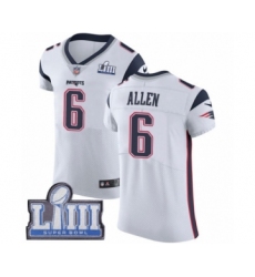 Men's Nike New England Patriots #6 Ryan Allen White Vapor Untouchable Elite Player Super Bowl LIII Bound NFL Jersey