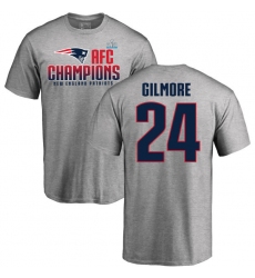 Nike New England Patriots #24 Stephon Gilmore Heather Gray 2017 AFC Champions V-Neck T-Shirt