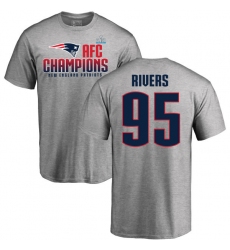 Nike New England Patriots #95 Derek Rivers Heather Gray 2017 AFC Champions V-Neck T-Shirt