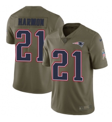 Youth Nike New England Patriots #21 Duron Harmon Limited Olive 2017 Salute to Service NFL Jersey