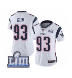 Women's Nike New England Patriots #93 Lawrence Guy White Vapor Untouchable Limited Player Super Bowl LIII Bound NFL Jersey