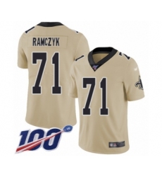 Youth New Orleans Saints #71 Ryan Ramczyk Limited Gold Inverted Legend 100th Season Football Jersey