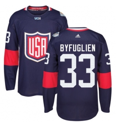 Men's Adidas Team USA #33 Dustin Byfuglien Authentic Navy Blue Away 2016 World Cup Ice Hockey Jersey