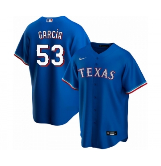 Men's Texas Rangers #53 Adolis Garcia Blue Cool Base Stitched Baseball Jersey