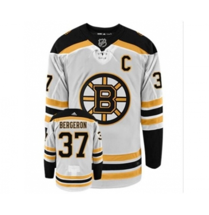 Men's Patrice Bergeron #37 with C patch Bruins Reverse Retro Special Edition White Jersey