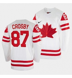 Men's Sidney Crosby Canada Hockey White 2022 Beijing Winter Olympic Home #87 Rrplica Jersey