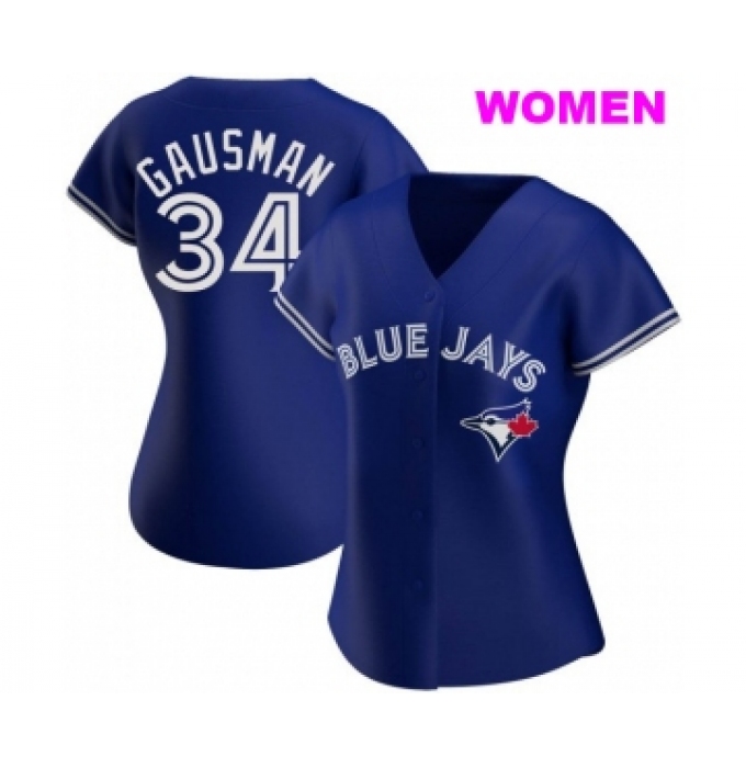 WOMEN'S TORONTO BLUE JAYS #34 KEVIN GAUSMAN ROYAL ALTERNATE JERSEY