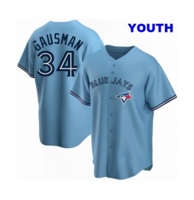 YOUTH TORONTO BLUE JAYS 34 #34 KEVIN GAUSMAN BLUE POWDER ALTERNATE JERSEY