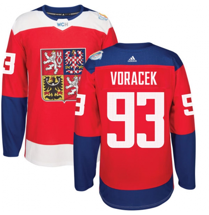 Men's Adidas Team Czech Republic #93 Jakub Voracek Premier Red Away 2016 World Cup of Hockey Jersey